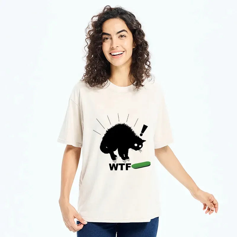 Cat Vs Cucumber Washed T-Shirt Gift