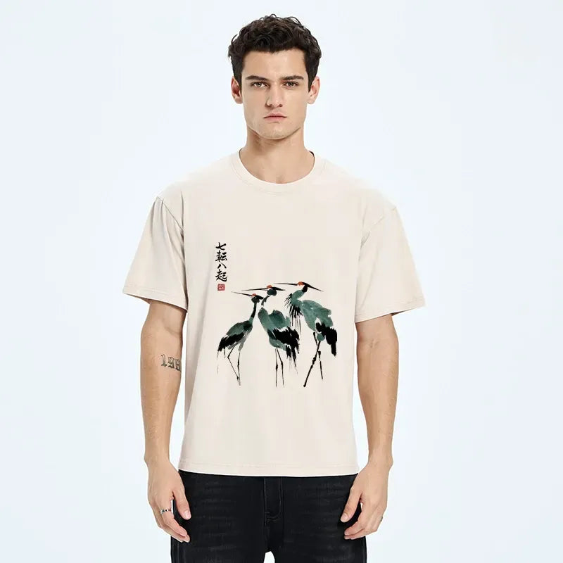 Japanese Ink Painting Washed T-Shirt