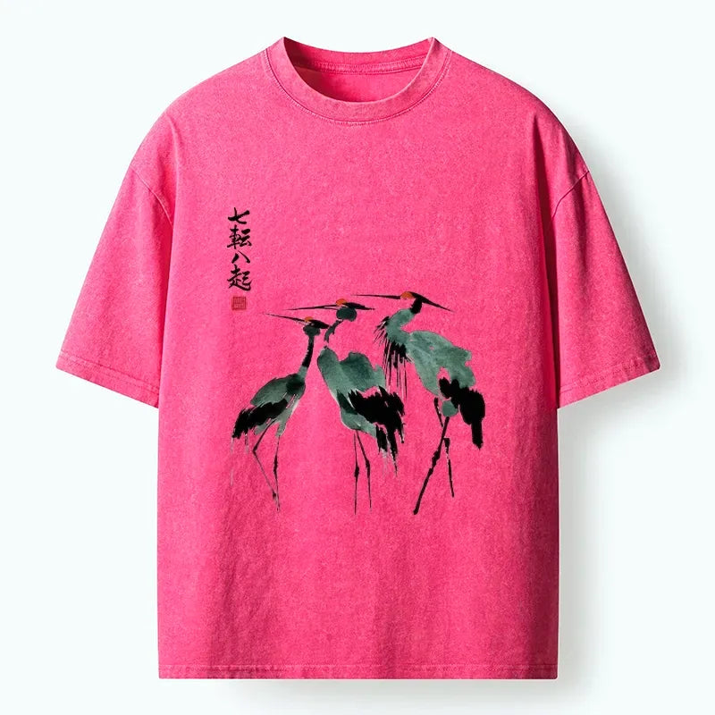 Ukiyo-e Crane T-Shirt for Everyday