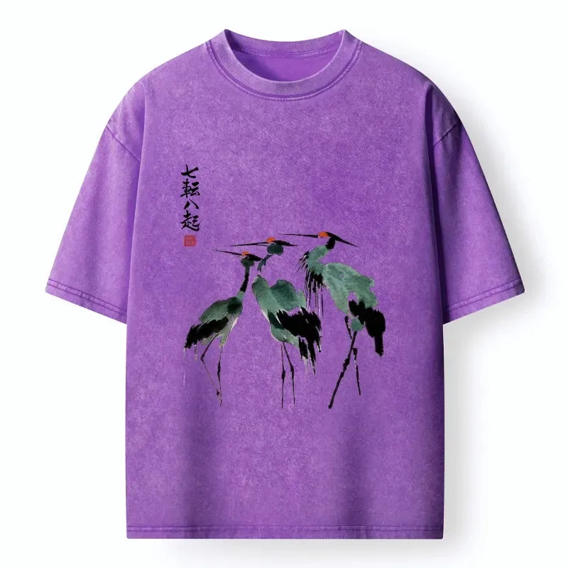 Ukiyo-e Crane T-Shirt for Everyday