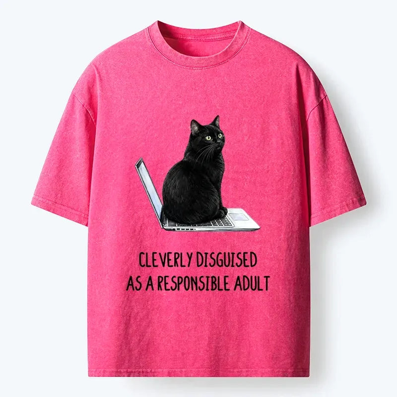 Kyoto-Lion Cat Washed T-Shirt for Gift Idea