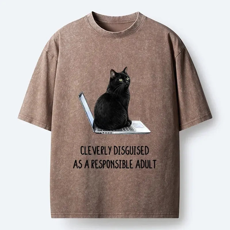 Kyoto-Lion Cat Washed T-Shirt for Gift Idea