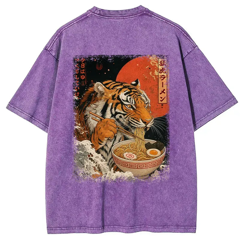 Washed Tiger Ramen Tee for Summer