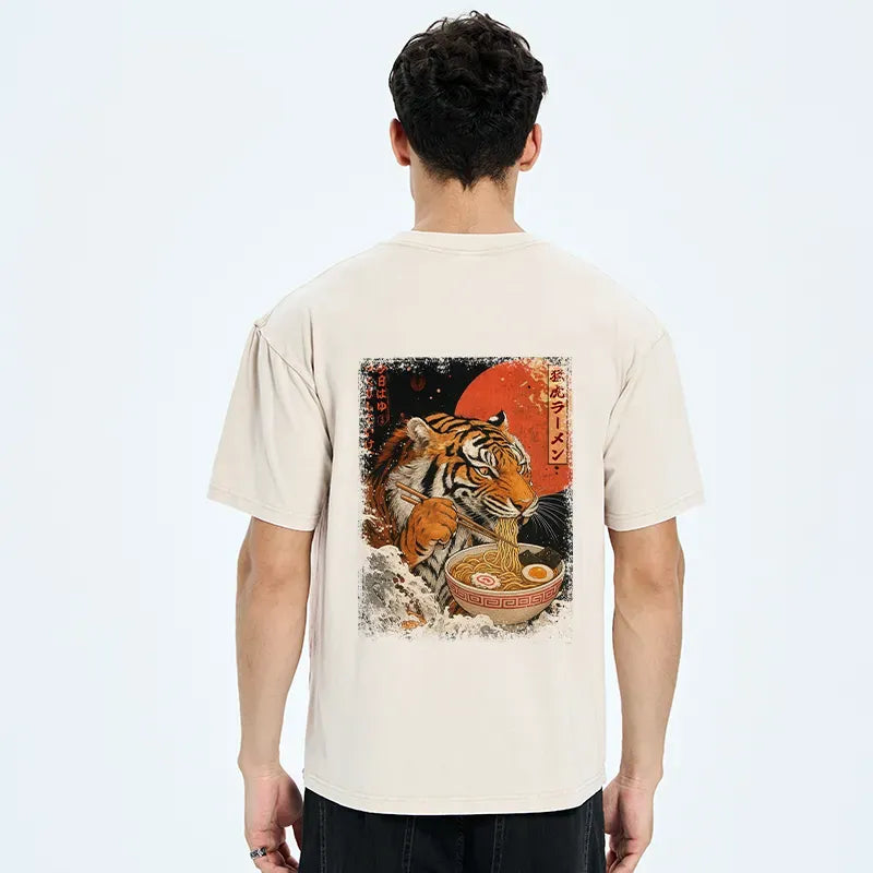 Washed Tiger Ramen Tee for Summer