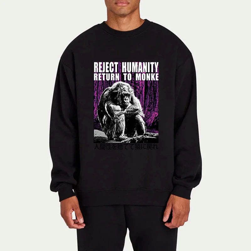 reject humanity return to monkey japan sweatshirt