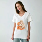 Japanese Vintage V-Neck T-Shirt for Daily Wear