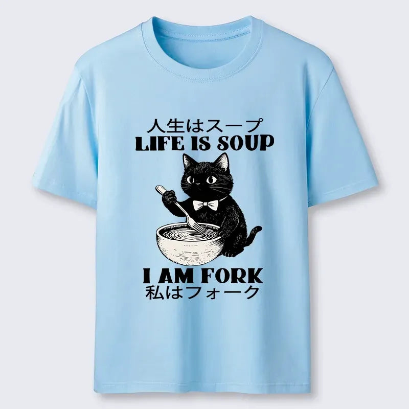 Kyoto-Lion Life Is Soup Cat Humor Meme Classic T-Shirt