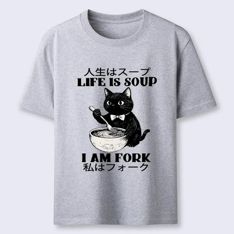 Kyoto-Lion Life Is Soup Cat Humor Meme Classic T-Shirt