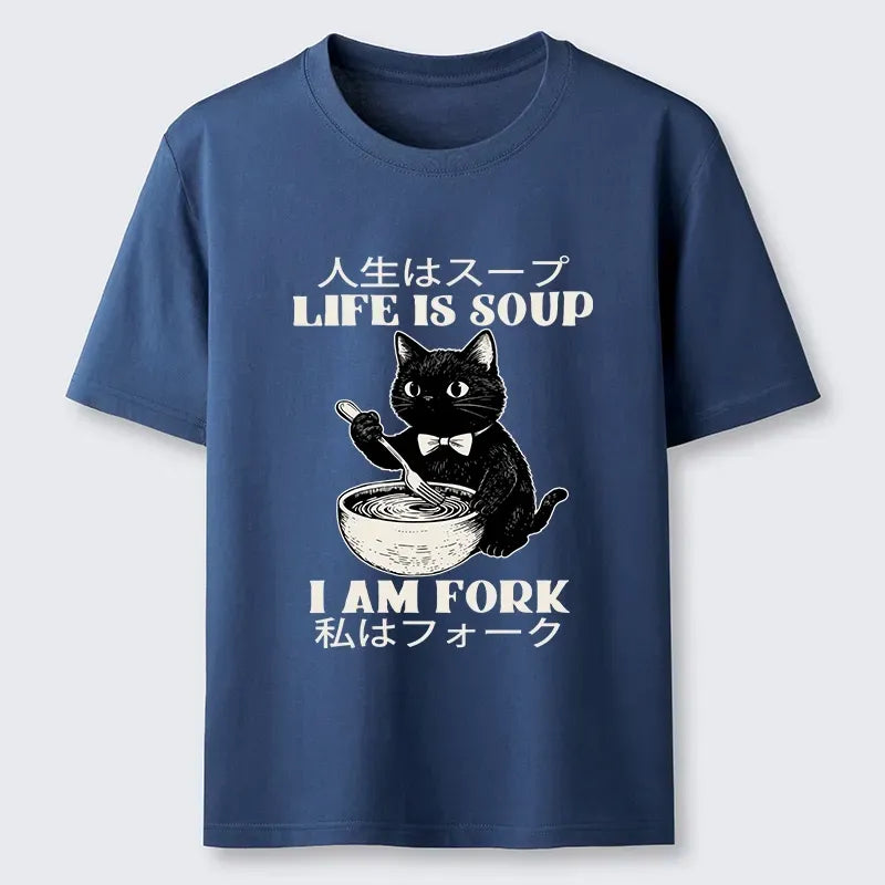 Japanese vintage cat humor tee on sale