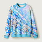 Kyoto-Lion Shiny Ice Snowflake Art Fuzzy Christmas Ugly Sweatshirt