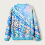 Kyoto-Lion Shiny Ice Snowflake Art Fuzzy Christmas Ugly Sweatshirt