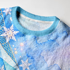 Kyoto-Lion Shiny Ice Snowflake Art Fuzzy Christmas Ugly Sweatshirt