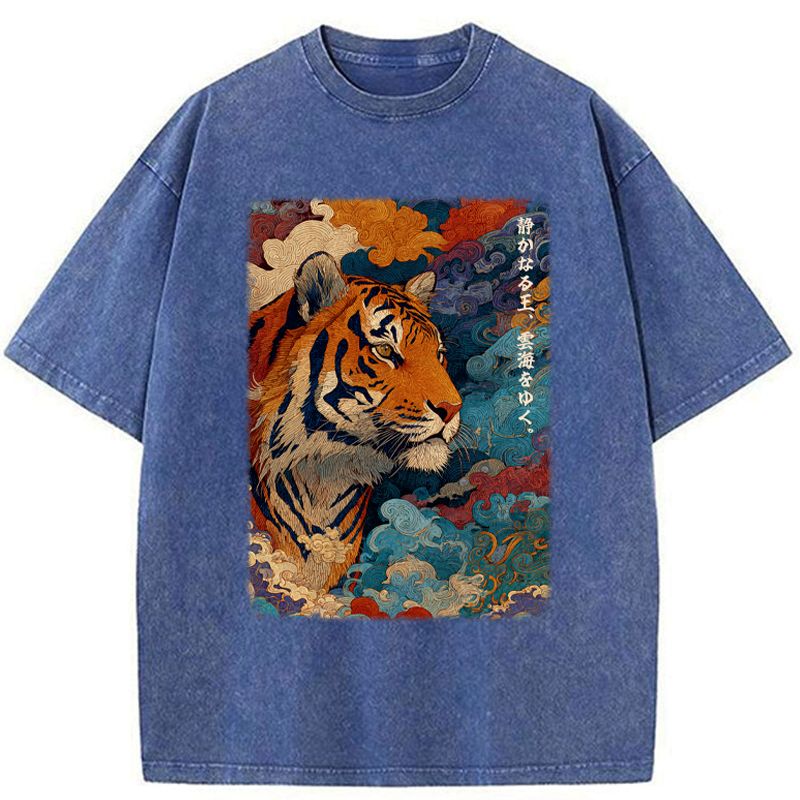 Kyoto-Lion Tiger Of The Cloud Sea Washed T-Shirt