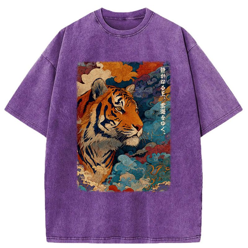 Kyoto-Lion Tiger Of The Cloud Sea Washed T-Shirt