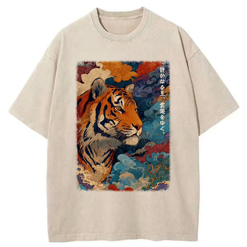 Kyoto-Lion Tiger Of The Cloud Sea Washed T-Shirt