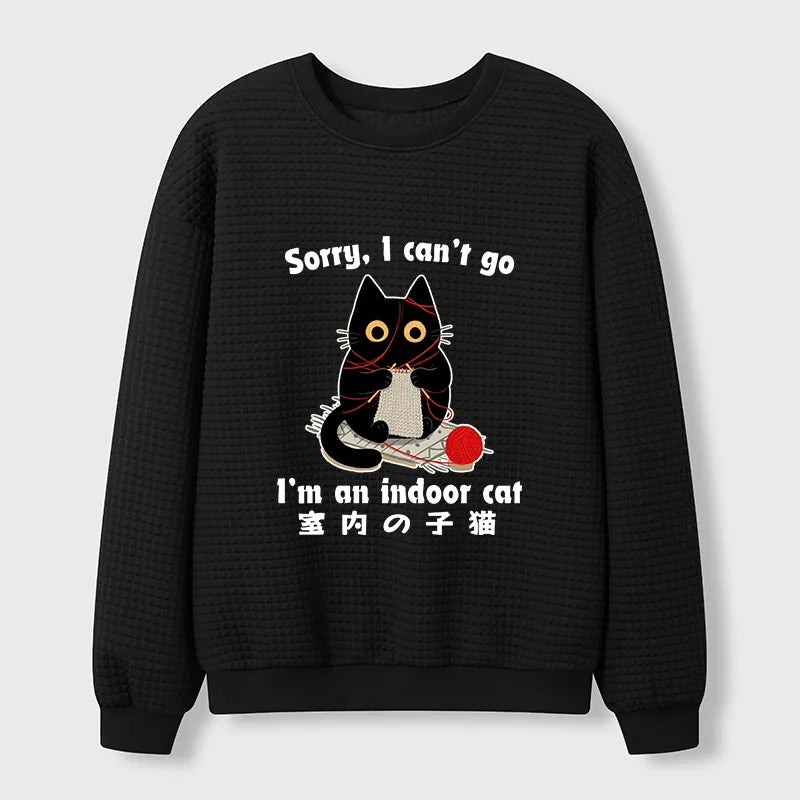 Kyoto-Lion Indoor Cat Meme Waffle Sweatshirt