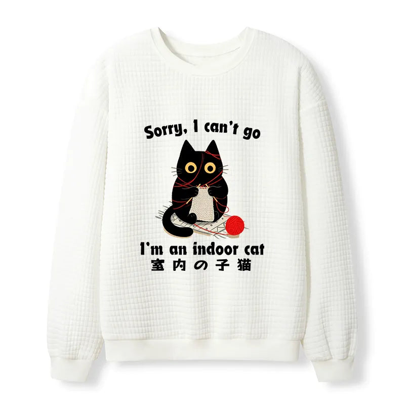 Kyoto-Lion Indoor Cat Meme Waffle Sweatshirt