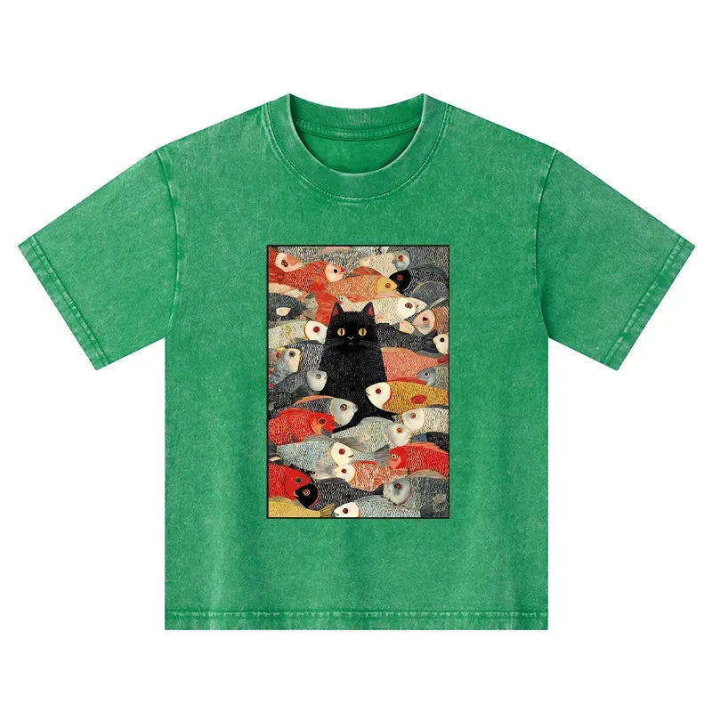 Washed Japanese Style Kids T-Shirt for Gift Idea
