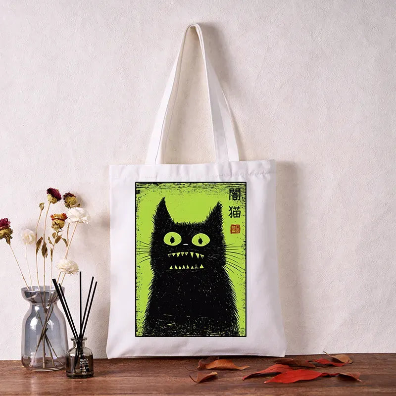 black cat tote bag for daily wear