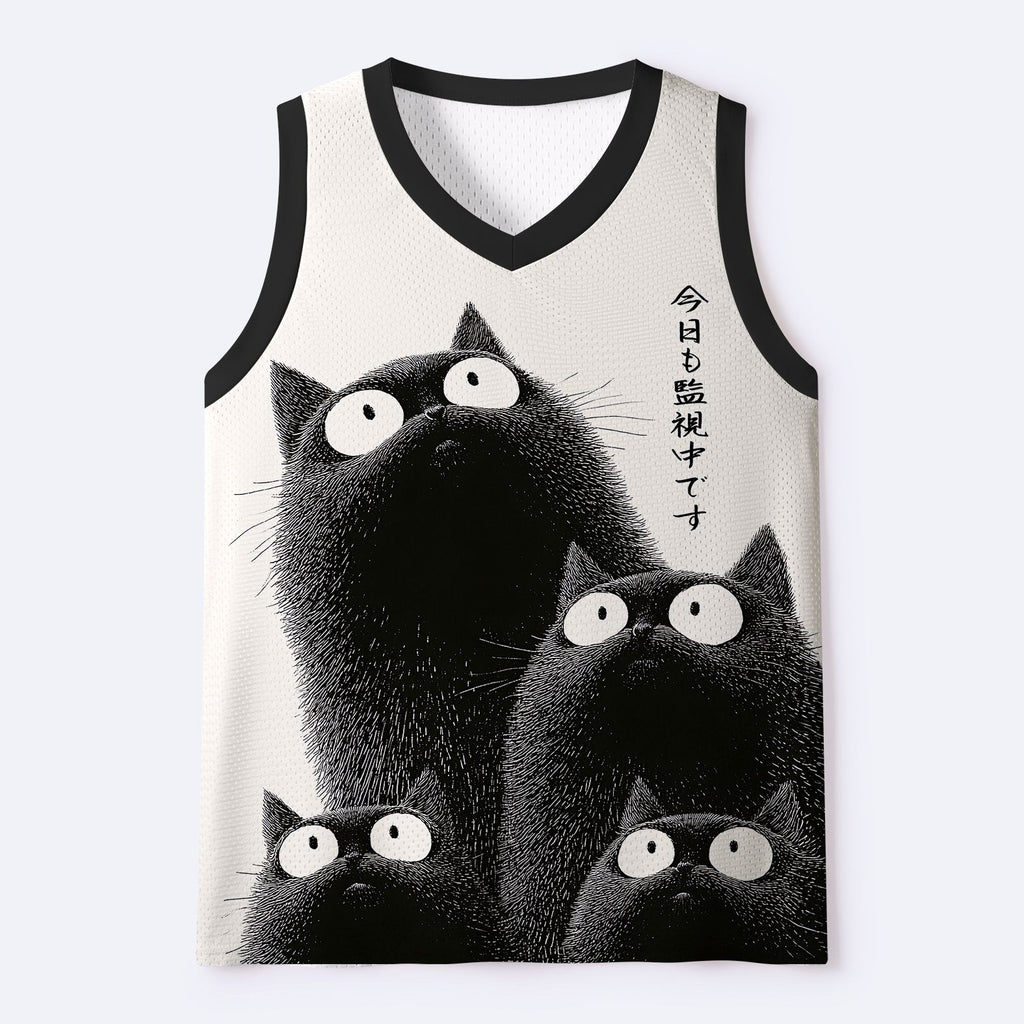 Staring Cat Mesh Tank Top On Sale