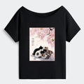 Cute Cats Garden Off Shoulder Tee for Daily Wear