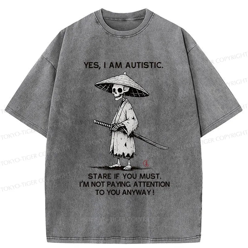 Kyoto-Lion Samurai Skeleton Has Autistic Washed T-Shirt