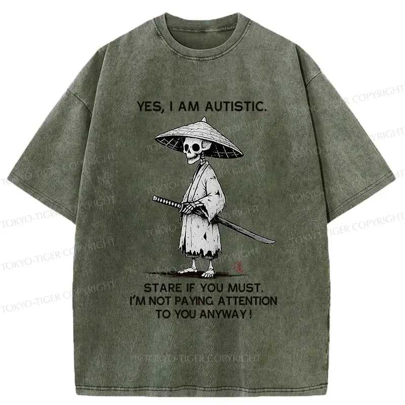 Kyoto-Lion Samurai Skeleton Has Autistic Washed T-Shirt