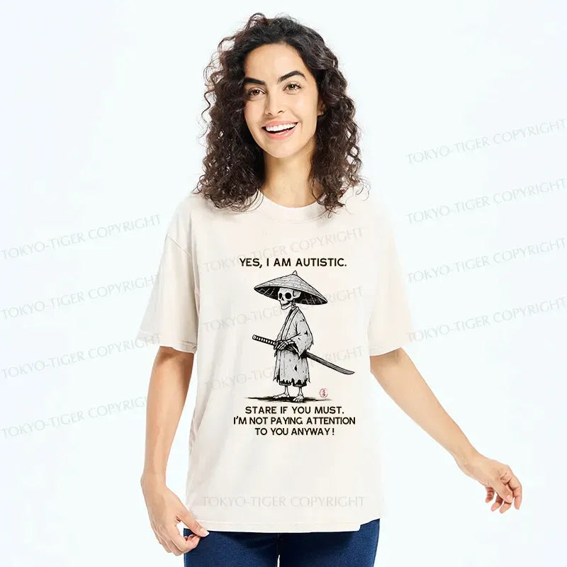 Kyoto-Lion Samurai Skeleton Has Autistic Washed T-Shirt