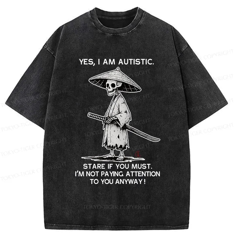 Kyoto-Lion Samurai Skeleton Has Autistic Washed T-Shirt