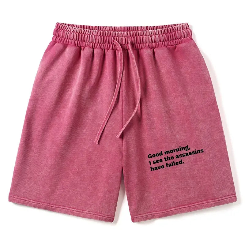 Kyoto-Lion Assassins Failed Morning Quote Art Washed Shorts