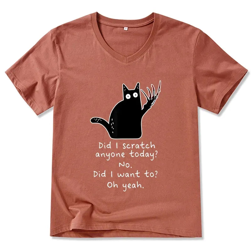 Japanese Cat V-Neck T-Shirt for Daily Wear