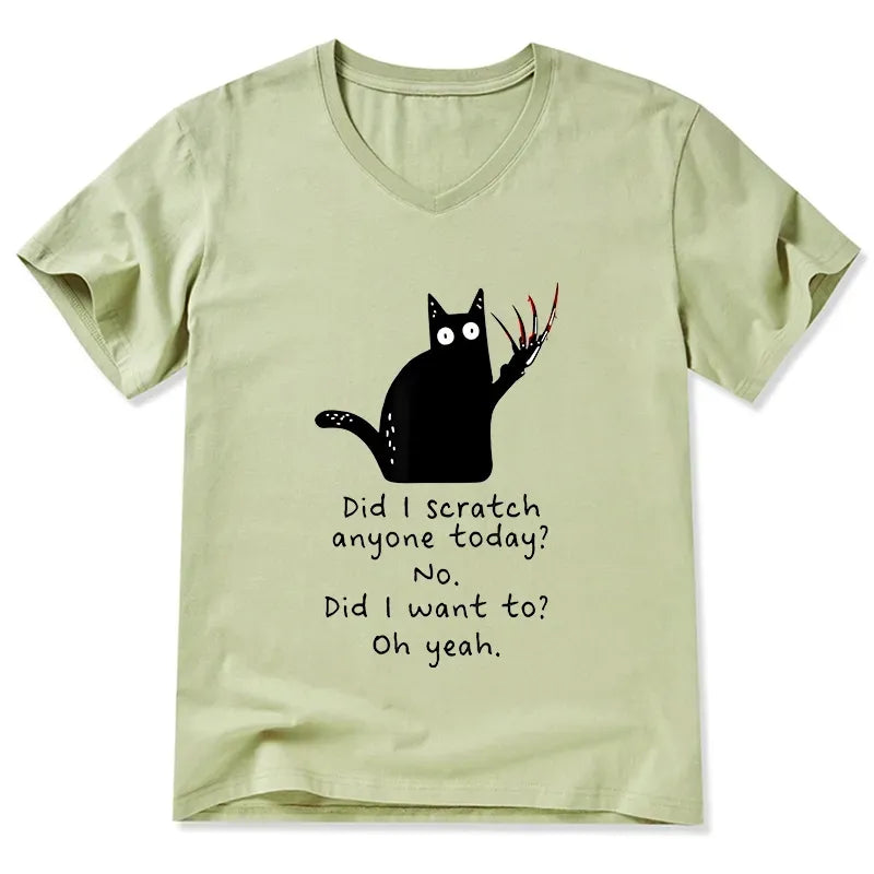 Japanese Cat V-Neck T-Shirt for Daily Wear