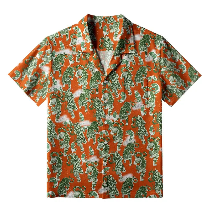 Kyoto-Lion Hundred Tigers Aloha Hawaiian Shirt