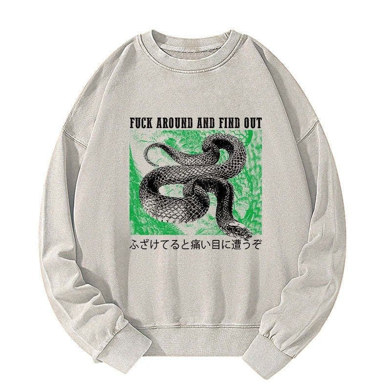 Kyoto-Lion Cold And Heartless Snake Washed Sweatshirt