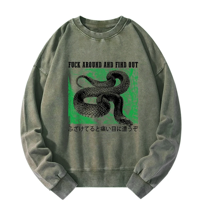 Kyoto-Lion Cold And Heartless Snake Washed Sweatshirt