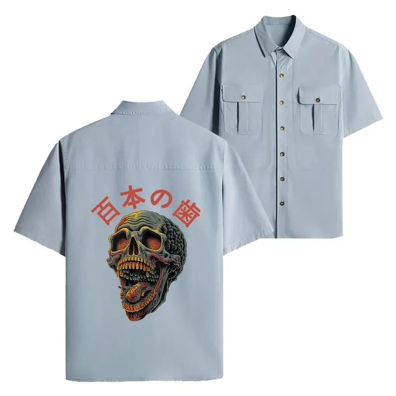 Japanese skull work shirt for men