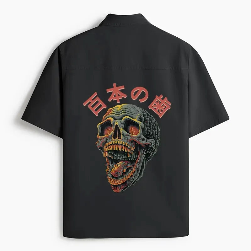 Japanese skull work shirt for men