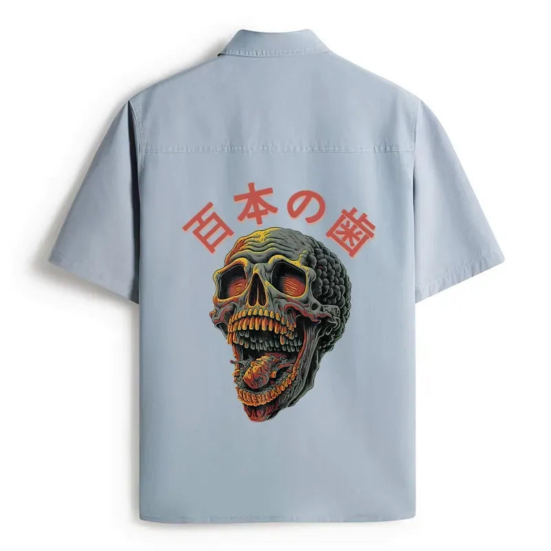 unisex Japanese skull shirt streetwear style