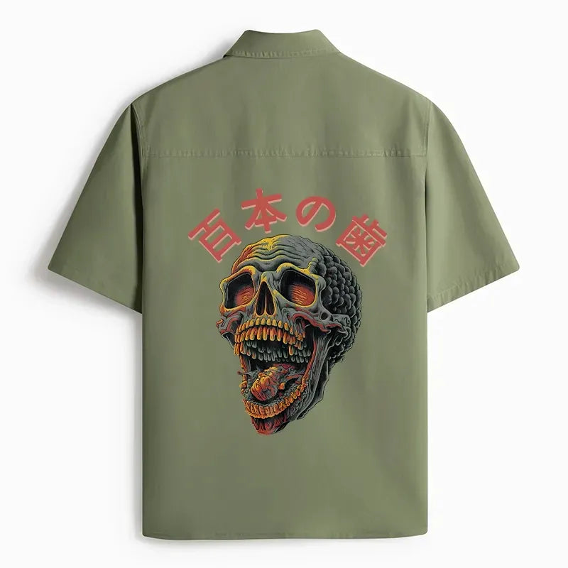 Japanese skull work shirt for men