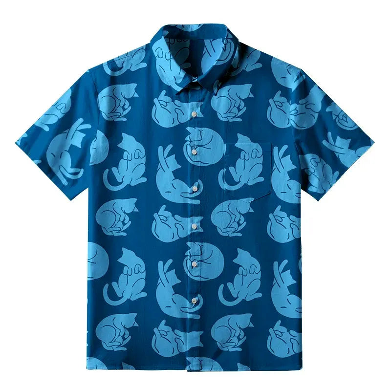 Kyoto-Lion Cats In Different Actions Button-up Shirt