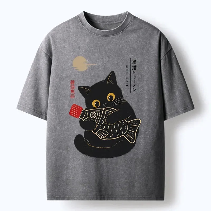 Japanese Cat T-Shirt for Daily Wear
