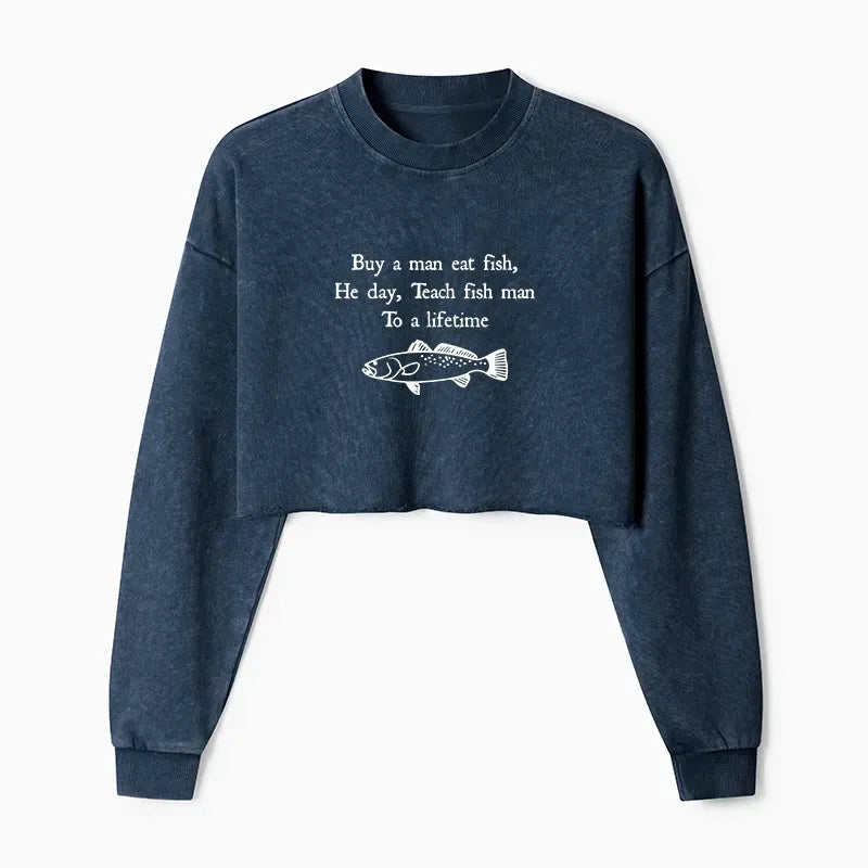 Japanese Meme Crop Sweatshirt for Women