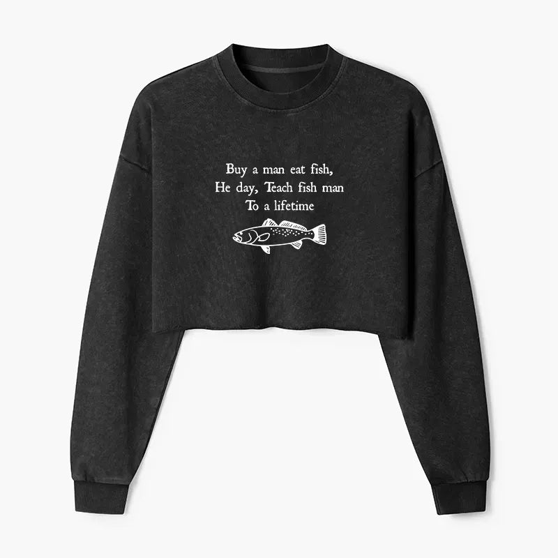 Japanese Meme Crop Sweatshirt for Women