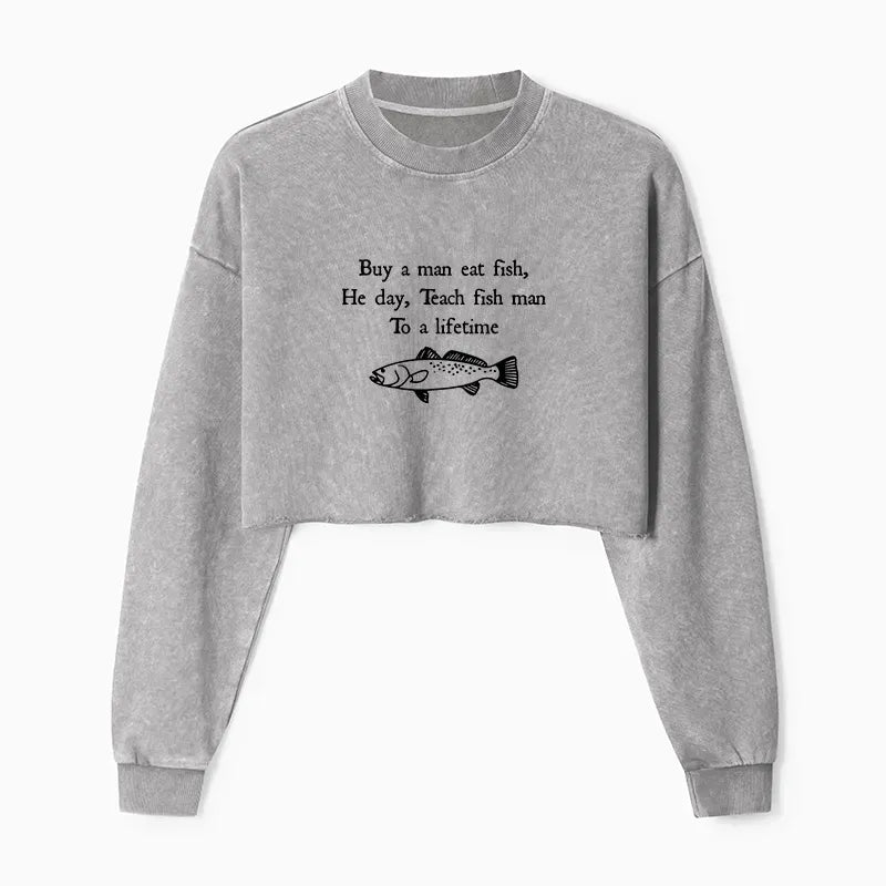 Japanese Meme Crop Sweatshirt for Women