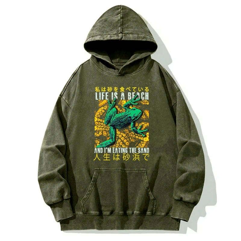 Kyoto-Lion Life Is A Beach I'M Eating The Sand Washed Hoodie
