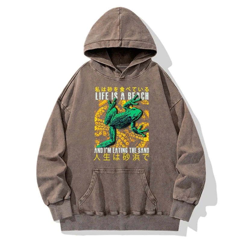 Kyoto-Lion Life Is A Beach I'M Eating The Sand Washed Hoodie
