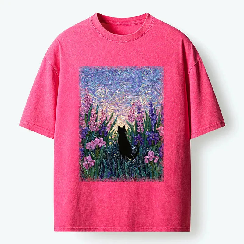 Tokyo?Tiger Cat In Lavender Washed T-Shirt