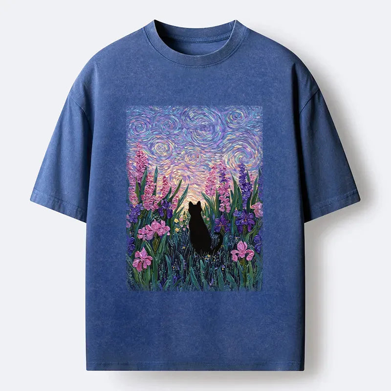 Tokyo?Tiger Cat In Lavender Washed T-Shirt