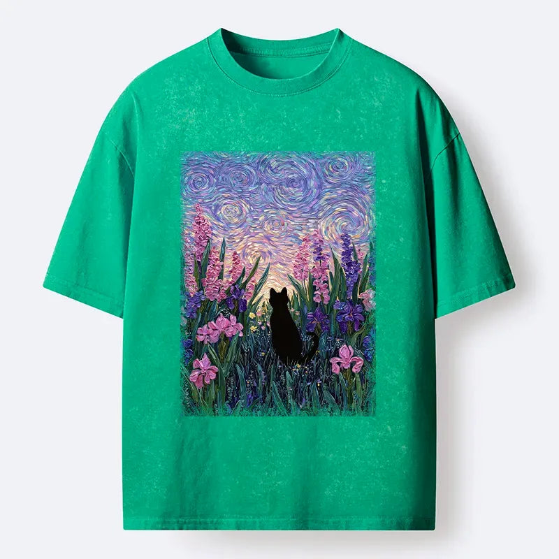 Tokyo?Tiger Cat In Lavender Washed T-Shirt