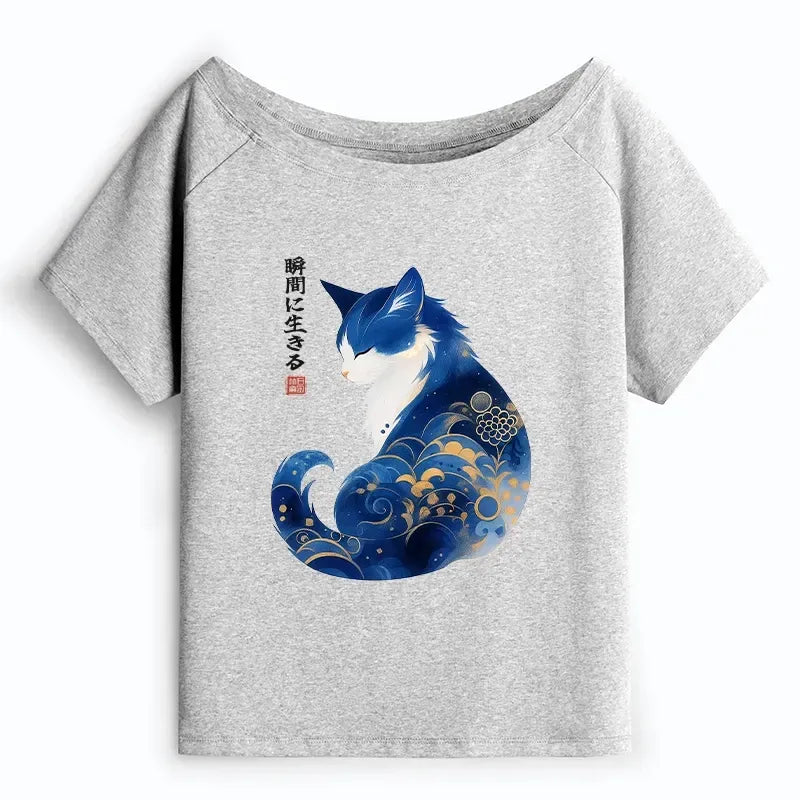 Japanese Vintage Cat T-Shirt for Women